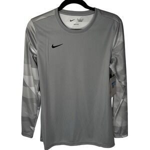 NWT Nike Dri Fit Long Sl. Athletic Shirt Gray Silver Athletic Fit Women's Size M